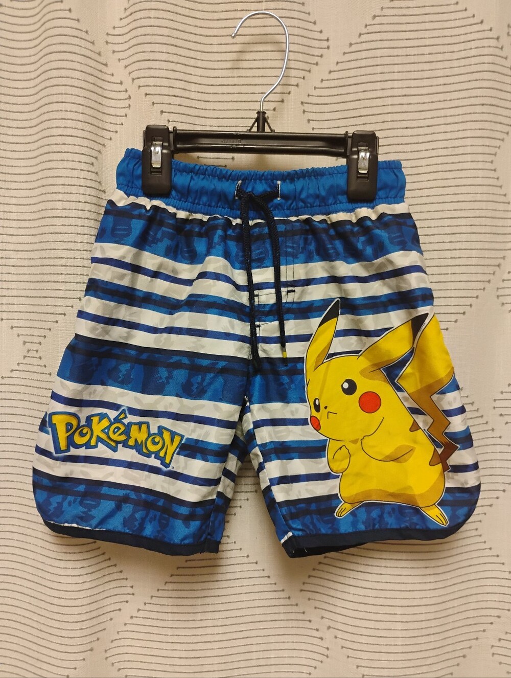 Pokemon Blue Pikachu Stripe Boys' Swim Shorts Size 4 / 5